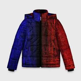 Зимняя куртка для мальчиков 3D с принтом Сине-Красная Текстура в Курске, ткань верха — 100% полиэстер; подклад — 100% полиэстер, утеплитель — 100% полиэстер | длина ниже бедра, удлиненная спинка, воротник стойка и отстегивающийся капюшон. Есть боковые карманы с листочкой на кнопках, утяжки по низу изделия и внутренний карман на молнии. 

Предусмотрены светоотражающий принт на спинке, радужный светоотражающий элемент на пуллере молнии и на резинке для утяжки | blue and red | scratches | сине красный | текстура | царапины
