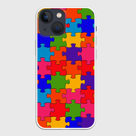 Чехол для iPhone 13 mini с принтом Пазлы в Курске,  |  | доли | пазл | пазлы | цвета | части | частицы