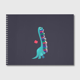 Альбом для рисования с принтом Book Dinosaur в Курске, 100% бумага
 | матовая бумага, плотность 200 мг. | barosaurus | book | books | dino | dinosaur | knowledge | study | барозавр | знания | книга | книги | книжный