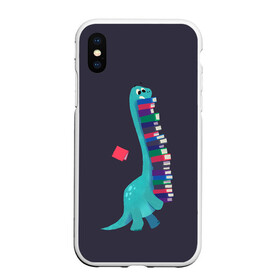 Чехол для iPhone XS Max матовый с принтом Book Dinosaur в Курске, Силикон | Область печати: задняя сторона чехла, без боковых панелей | barosaurus | book | books | dino | dinosaur | knowledge | study | барозавр | знания | книга | книги | книжный