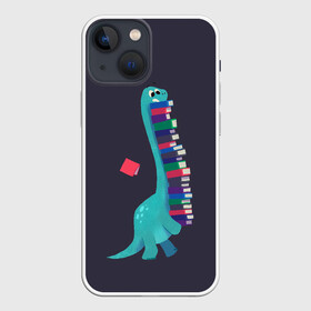 Чехол для iPhone 13 mini с принтом Book Dinosaur в Курске,  |  | barosaurus | book | books | dino | dinosaur | knowledge | study | барозавр | знания | книга | книги | книжный