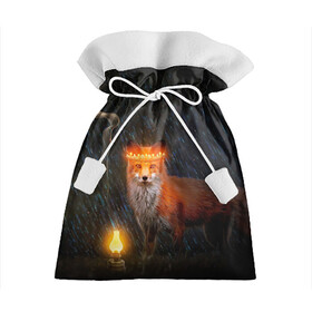 Подарочный 3D мешок с принтом Лиса с огненной короной в Курске, 100% полиэстер | Размер: 29*39 см | fox | foxy | животное | звери | лиса | лисенок | лисичка | милая | рыжая | фокс