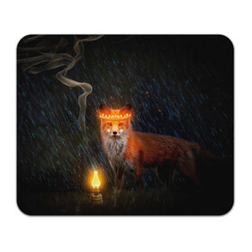 Коврик для мышки прямоугольный с принтом Лиса с огненной короной в Курске, натуральный каучук | размер 230 х 185 мм; запечатка лицевой стороны | fox | foxy | животное | звери | лиса | лисенок | лисичка | милая | рыжая | фокс