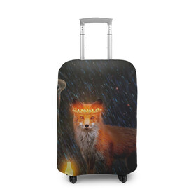 Чехол для чемодана 3D с принтом Лиса с огненной короной в Курске, 86% полиэфир, 14% спандекс | двустороннее нанесение принта, прорези для ручек и колес | fox | foxy | животное | звери | лиса | лисенок | лисичка | милая | рыжая | фокс
