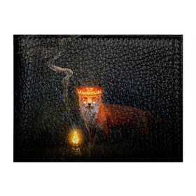 Обложка для студенческого билета с принтом Лиса с огненной короной в Курске, натуральная кожа | Размер: 11*8 см; Печать на всей внешней стороне | fox | foxy | животное | звери | лиса | лисенок | лисичка | милая | рыжая | фокс