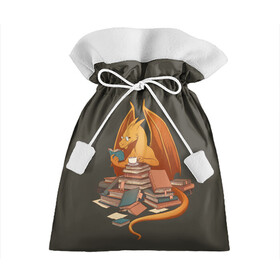 Подарочный 3D мешок с принтом Book Dragon в Курске, 100% полиэстер | Размер: 29*39 см | book | books | dragon | knowledge | professor | study | tea | wyvern | виверна | дракон | знания | книга | книги | книжный | профессор | чай