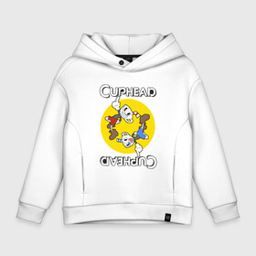 Детское худи Oversize хлопок с принтом СapheadMugman в Курске, френч-терри — 70% хлопок, 30% полиэстер. Мягкий теплый начес внутри —100% хлопок | боковые карманы, эластичные манжеты и нижняя кромка, капюшон на магнитной кнопке | caphead | cup | mugman | друг | капхед | капхейд | кружка | мугман