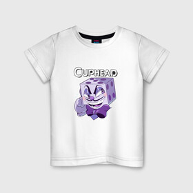 Детская футболка хлопок с принтом King Cubes Сaphead в Курске, 100% хлопок | круглый вырез горловины, полуприлегающий силуэт, длина до линии бедер | caphead | cubes | king | капхед | капхейд | король | кубиков