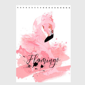 Скетчбук с принтом flamingo в Курске, 100% бумага
 | 48 листов, плотность листов — 100 г/м2, плотность картонной обложки — 250 г/м2. Листы скреплены сверху удобной пружинной спиралью | flamingo | птицы | розовый | фламинго