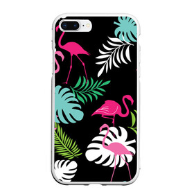 Чехол для iPhone 7Plus/8 Plus матовый с принтом фламинго с цветами в Курске, Силикон | Область печати: задняя сторона чехла, без боковых панелей | flamingo | птицы | розовый | фламинго
