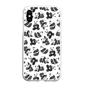 Чехол для iPhone XS Max матовый с принтом Акварельные панды паттерн в Курске, Силикон | Область печати: задняя сторона чехла, без боковых панелей | art | black white | cute | funny panda | panda | pandas | pattern | watercolor | акварель | акварельный рисунок | арт | детский рисунок | маленькие панды | медведи | медвежата | милые панды | мишки | панда | пандочка | пандочки | узор