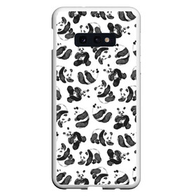 Чехол для Samsung S10E с принтом Акварельные панды паттерн в Курске, Силикон | Область печати: задняя сторона чехла, без боковых панелей | Тематика изображения на принте: art | black white | cute | funny panda | panda | pandas | pattern | watercolor | акварель | акварельный рисунок | арт | детский рисунок | маленькие панды | медведи | медвежата | милые панды | мишки | панда | пандочка | пандочки | узор