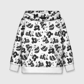 Детская толстовка 3D с принтом Акварельные панды паттерн в Курске, 100% полиэстер | двухслойный капюшон со шнурком для регулировки, мягкие манжеты на рукавах и по низу толстовки, спереди карман-кенгуру с мягким внутренним слоем | art | black white | cute | funny panda | panda | pandas | pattern | watercolor | акварель | акварельный рисунок | арт | детский рисунок | маленькие панды | медведи | медвежата | милые панды | мишки | панда | пандочка | пандочки | узор