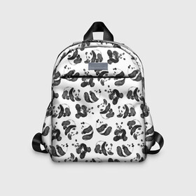 Детский рюкзак 3D с принтом Акварельные панды паттерн в Курске, 100% полиэстер | лямки с регулируемой длиной, сверху петелька, чтобы рюкзак можно было повесить на вешалку. Основное отделение закрывается на молнию, как и внешний карман. Внутри дополнительный карман. По бокам два дополнительных кармашка | art | black white | cute | funny panda | panda | pandas | pattern | watercolor | акварель | акварельный рисунок | арт | детский рисунок | маленькие панды | медведи | медвежата | милые панды | мишки | панда | пандочка | пандочки | узор