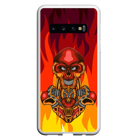 Чехол для Samsung Galaxy S10 с принтом Меха скелет Steampunk Fire (Z) в Курске, Силикон | Область печати: задняя сторона чехла, без боковых панелей | Тематика изображения на принте: steam punk | steamfest | steampunk | бойлерпанк | дизельпанк | клокпанк | маннерпанк | механика | научная фантастика | паро панк | паровой панк | паропанк | стим панк | стимпанк | стимпанк стиль | стимфест