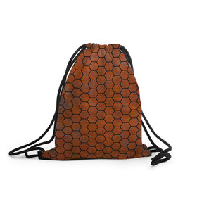 Рюкзак-мешок 3D с принтом Ржавые Соты в Курске, 100% полиэстер | плотность ткани — 200 г/м2, размер — 35 х 45 см; лямки — толстые шнурки, застежка на шнуровке, без карманов и подкладки | armor | hexagons | honeycombs | rusty | ржавчина | соты
