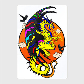 Магнитный плакат 2Х3 с принтом Красочный дракон в Курске, Полимерный материал с магнитным слоем | 6 деталей размером 9*9 см | Тематика изображения на принте: deagon | fantasy | monster | wings | вороны | дракон | животные | зверь | змей | китайский дракон | крылья | луна | мифические существа | монстр | облака | огненный | огонь | пламя | птицы | радужный | сказочный