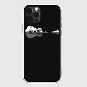 Чехол для iPhone 12 Pro с принтом Natural Guitar. Reflection в Курске, силикон | область печати: задняя сторона чехла, без боковых панелей | Тематика изображения на принте: clef | guitar | instrument | music | musical | natural | notation | note | notes | tablature | treble | гитара | грамота | инструмент | ключ | музыка | музыкальный | нота | нотная | ноты | природа | скрипичный | табулатура