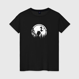 Женская футболка хлопок с принтом Siren Head in the forest в Курске, 100% хлопок | прямой крой, круглый вырез горловины, длина до линии бедер, слегка спущенное плечо | scp | siren head | лес | монстр | персонаж | сиреноголовый