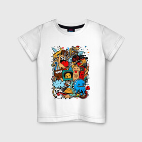 Детская футболка хлопок с принтом Doodle Monster | Дудл (Z) в Курске, 100% хлопок | круглый вырез горловины, полуприлегающий силуэт, длина до линии бедер | doodle | doodle monster | графи | граффити | дудл | дудлинг | дудлы монстрики | мульт | мультяшная | разноцветные монстрики