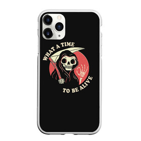 Чехол для iPhone 11 Pro матовый с принтом Friendly Grim Reaper в Курске, Силикон |  | Тематика изображения на принте: a | alive | be | friendly | grrim | ok | reaper | time | to | what | дружелюбная | жнец | косой | ок | с | старуха