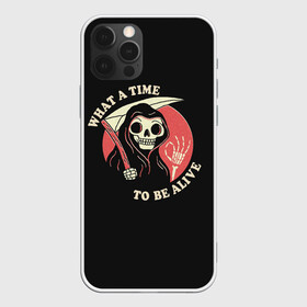Чехол для iPhone 12 Pro Max с принтом Friendly Grim Reaper в Курске, Силикон |  | Тематика изображения на принте: a | alive | be | friendly | grrim | ok | reaper | time | to | what | дружелюбная | жнец | косой | ок | с | старуха