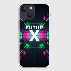 Чехол для iPhone 13 mini с принтом FuturX в Курске,  |  | будущее | киберпанк | крест | неон | технологии