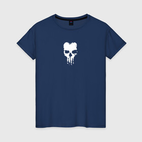 Женская футболка хлопок с принтом Weird Skull в Курске, 100% хлопок | прямой крой, круглый вырез горловины, длина до линии бедер, слегка спущенное плечо | bones | skull | зло | каратель | кости | монстр | скелет | череп