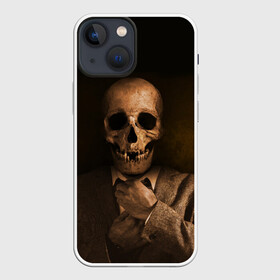 Чехол для iPhone 13 mini с принтом Мистер Скелет в Курске,  |  | Тематика изображения на принте: зомби | костюм | мертвец | мертвый | мистер | скелет | череп
