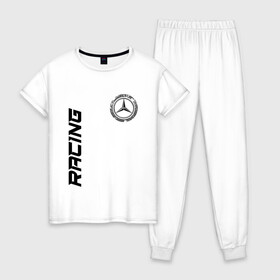 Женская пижама хлопок с принтом Mercedes в Курске, 100% хлопок | брюки и футболка прямого кроя, без карманов, на брюках мягкая резинка на поясе и по низу штанин | amg | auto | bens | benz | logo | merc | mercedes | mersedes | moto | star | vthctltc | авто | амг | бенц | звезда | класс | лого | логотип | мерин | мерс | мерседес | мото | символ | символы | ьуксувуы