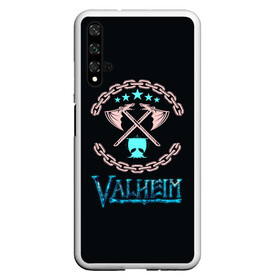 Чехол для Honor 20 с принтом Valheim лого и цепи в Курске, Силикон | Область печати: задняя сторона чехла, без боковых панелей | fantasy | mmo | valheim | valve | валхейм | вальхейм | викинги | выживалка | игра | королевская битва | ммо | ролевая игра | фэнтази