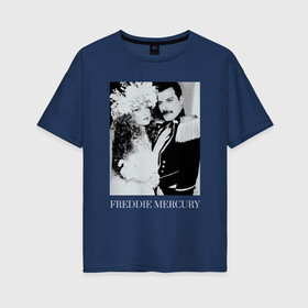 Женская футболка хлопок Oversize с принтом Fashion AID Freddie Mercury в Курске, 100% хлопок | свободный крой, круглый ворот, спущенный рукав, длина до линии бедер
 | fashion aid | freddie mercury | live aid | queen | девушкам | квин | мода | фредди меркьюри | черно белый