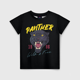Детская футболка 3D с принтом Пантера 1986 в Курске, 100% гипоаллергенный полиэфир | прямой крой, круглый вырез горловины, длина до линии бедер, чуть спущенное плечо, ткань немного тянется | 1986 | panther | джунгли | дикая | кошка | пантера