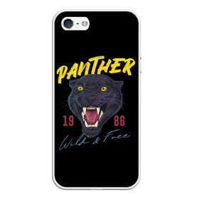 Чехол для iPhone 5/5S матовый с принтом Пантера 1986 в Курске, Силикон | Область печати: задняя сторона чехла, без боковых панелей | 1986 | panther | джунгли | дикая | кошка | пантера