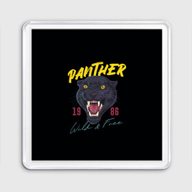 Магнит 55*55 с принтом Пантера 1986 в Курске, Пластик | Размер: 65*65 мм; Размер печати: 55*55 мм | 1986 | panther | джунгли | дикая | кошка | пантера