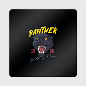 Магнит виниловый Квадрат с принтом Пантера 1986 в Курске, полимерный материал с магнитным слоем | размер 9*9 см, закругленные углы | Тематика изображения на принте: 1986 | panther | джунгли | дикая | кошка | пантера