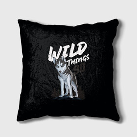 Подушка 3D с принтом Wild Things в Курске, наволочка – 100% полиэстер, наполнитель – холлофайбер (легкий наполнитель, не вызывает аллергию). | состоит из подушки и наволочки. Наволочка на молнии, легко снимается для стирки | wolf | волк | лес | пес | север | собака | хаски