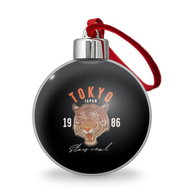 Ёлочный шар с принтом Tokyo Tiger Japan в Курске, Пластик | Диаметр: 77 мм | Тематика изображения на принте: japan | tokyo | большая кошка | полосатый | тигр | тигрица | токио | хищник