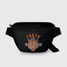 Поясная сумка 3D с принтом Tokyo Tiger Japan в Курске, 100% полиэстер | плотная ткань, ремень с регулируемой длиной, внутри несколько карманов для мелочей, основное отделение и карман с обратной стороны сумки застегиваются на молнию | Тематика изображения на принте: japan | tokyo | большая кошка | полосатый | тигр | тигрица | токио | хищник