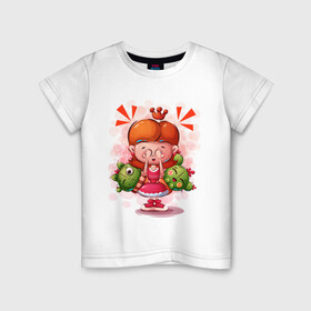 Детская футболка хлопок с принтом Принцесса милашка с кактусами в Курске, 100% хлопок | круглый вырез горловины, полуприлегающий силуэт, длина до линии бедер | девочка | кактус | малышка | милашка | мультяшка