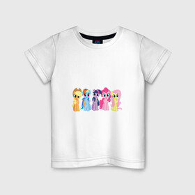 Детская футболка хлопок с принтом Моя Маленькая пони в Курске, 100% хлопок | круглый вырез горловины, полуприлегающий силуэт, длина до линии бедер | Тематика изображения на принте: applejack | friendship | mylittlepony | rainbow dash | twilight sparkle | waifu | вайфу | дружба это магия | друзья | кони | моя маленькая пони | мультфильм | пони | радуга | ренбоу деш | эплджек