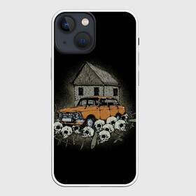 Чехол для iPhone 13 mini с принтом Истребитель дачников в Курске,  |  | Тематика изображения на принте: автомобиль | дом | русская машина | таз | череп