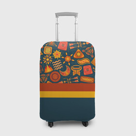 Чехол для чемодана 3D с принтом Африканская Символика в Курске, 86% полиэфир, 14% спандекс | двустороннее нанесение принта, прорези для ручек и колес | африка | африканская символика | знаки | линии | полосы | рисунок | туризм