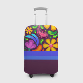 Чехол для чемодана 3D с принтом Мультяшные Цветы в Курске, 86% полиэфир, 14% спандекс | двустороннее нанесение принта, прорези для ручек и колес | линии | минимализм | мультяшные цветы | полосы | рисунок | узоры | цветы