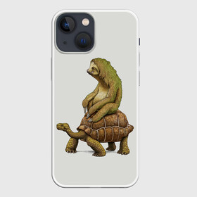 Чехол для iPhone 13 mini с принтом Тише едешь... А впрочем... в Курске,  |  | animal | land | road | sloth | speed | travel | turtle | walk | way | дорога | животные | запредельная | ленивец | неспешная | поездка | прогулка | путь | родео | скорость | сухопутная | черепаха