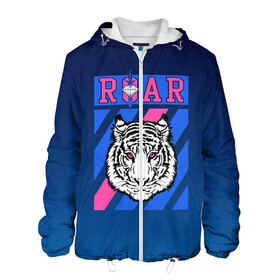 Мужская куртка 3D с принтом Roar Tiger в Курске, ткань верха — 100% полиэстер, подклад — флис | прямой крой, подол и капюшон оформлены резинкой с фиксаторами, два кармана без застежек по бокам, один большой потайной карман на груди. Карман на груди застегивается на липучку | Тематика изображения на принте: roar | большая кошка | полосатый | тигр | тигрица | хищник