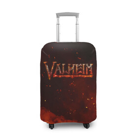 Чехол для чемодана 3D с принтом Valheim огненный лого в Курске, 86% полиэфир, 14% спандекс | двустороннее нанесение принта, прорези для ручек и колес | fantasy | mmo | valheim | valve | валхейм | вальхейм | викинги | выживалка | игра | королевская битва | ммо | ролевая игра | фэнтази