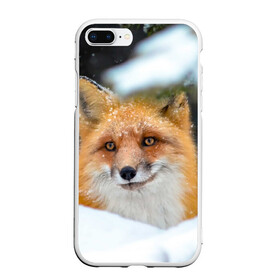 Чехол для iPhone 7Plus/8 Plus матовый с принтом Лисичка на сугробе в Курске, Силикон | Область печати: задняя сторона чехла, без боковых панелей | Тематика изображения на принте: fox | foxy | животное | звери | лиса | лисенок | лисичка | милая | рыжая | фокс