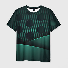 Мужская футболка 3D с принтом Luxury Green в Курске, 100% полиэфир | прямой крой, круглый вырез горловины, длина до линии бедер | green | luxury | versace | vip | абстракция | версаче | вип | паттерн | роскошь | текстуры