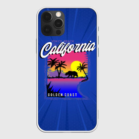 Чехол для iPhone 12 Pro Max с принтом California golden coast в Курске, Силикон |  | Тематика изображения на принте: california | golden coast | гризли | закат | калифорния | медведь | пальмы | природа